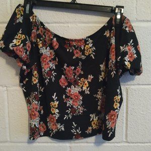 Black Floral Crop Top
